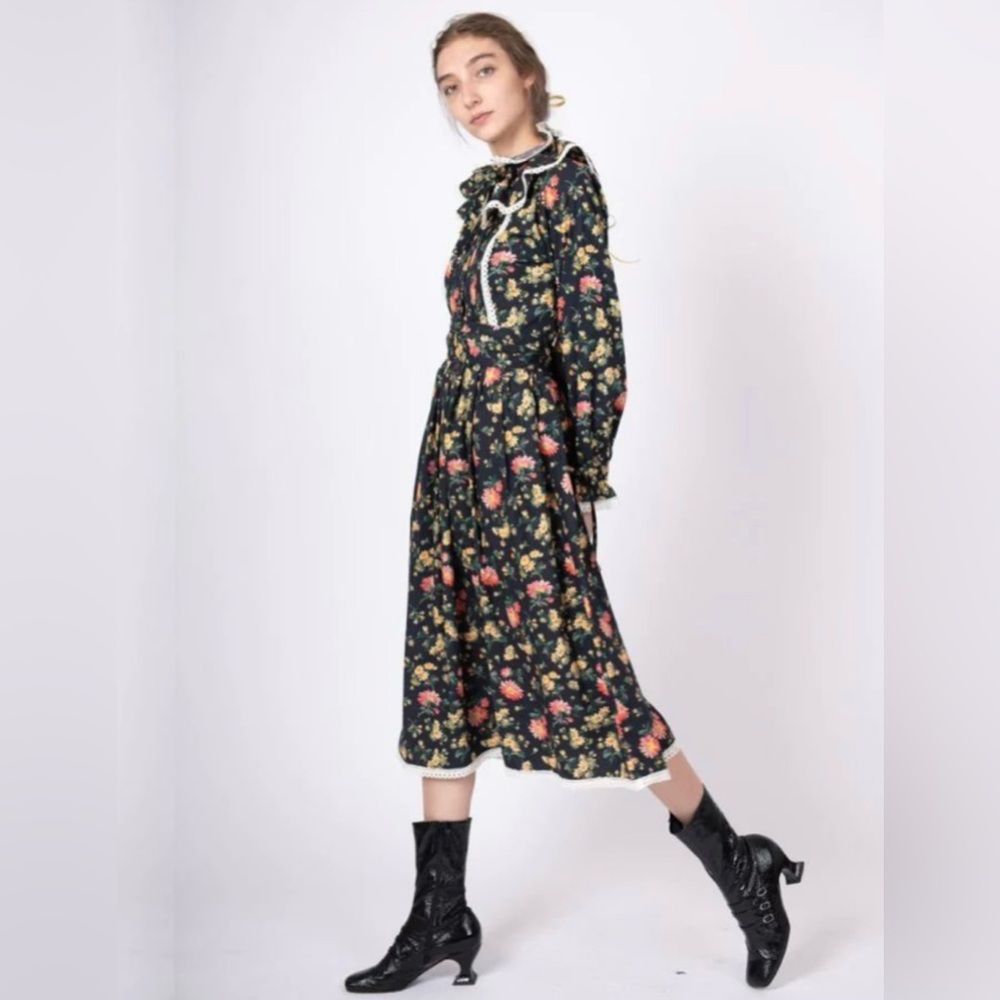 Batsheva x Laura Ashley black floral print dress